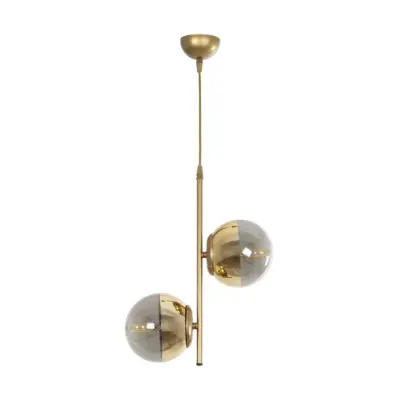 LEDTM® CITY 202-0044 Μοντέρνο Κρεμαστό Φωτιστικό Μπάλα Δίφωτο 2 x E27 IP20 Χρυσό Μέταλλο με Διάφανο Γυαλί - Μ35 x Π16 x Υ42cm - Image 4