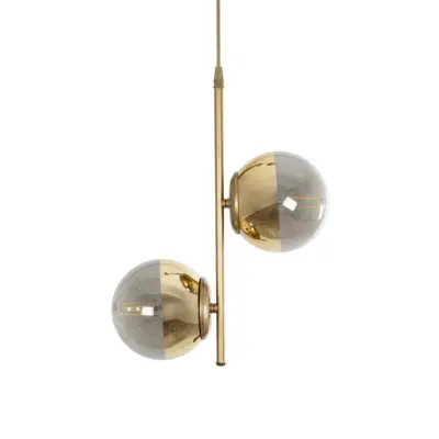 LEDTM® CITY 202-0044 Μοντέρνο Κρεμαστό Φωτιστικό Μπάλα Δίφωτο 2 x E27 IP20 Χρυσό Μέταλλο με Διάφανο Γυαλί - Μ35 x Π16 x Υ42cm - Image 5