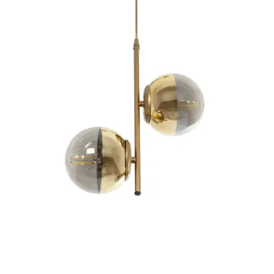 LEDTM® CITY 202-0044 Μοντέρνο Κρεμαστό Φωτιστικό Μπάλα Δίφωτο 2 x E27 IP20 Χρυσό Μέταλλο με Διάφανο Γυαλί - Μ35 x Π16 x Υ42cm - Image 6