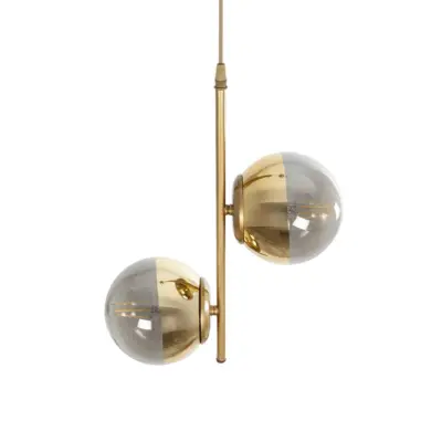LEDTM® CITY 202-0044 Μοντέρνο Κρεμαστό Φωτιστικό Μπάλα Δίφωτο 2 x E27 IP20 Χρυσό Μέταλλο με Διάφανο Γυαλί - Μ35 x Π16 x Υ42cm - Image 7