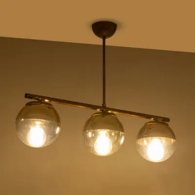 LEDTM® CITY 202-0045 Μοντέρνο Φωτιστικό Οροφής Μπάλα Τρίφωτο 3 x E27 IP20 Χρυσό Μέταλλο με Διάφανο Γυαλί - Μ55 x Π15 x Υ43cm - Image 3