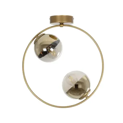 LEDTM® CITY 202-0046 Μοντέρνο Φωτιστικό Οροφής Μπάλα Δίφωτο 2 x E27 IP20 Χρυσό Μέταλλο με Διάφανο Γυαλί - Μ45 x Π15 x Υ55cm - Image 4