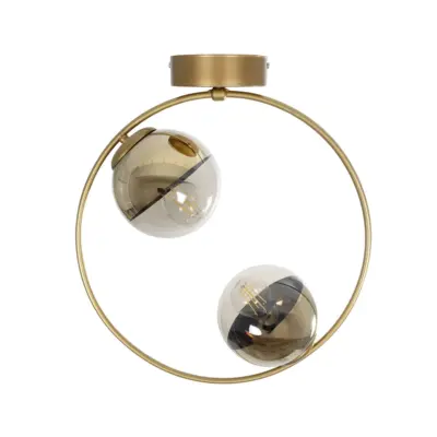 LEDTM® CITY 202-0046 Μοντέρνο Φωτιστικό Οροφής Μπάλα Δίφωτο 2 x E27 IP20 Χρυσό Μέταλλο με Διάφανο Γυαλί - Μ45 x Π15 x Υ55cm - Image 6