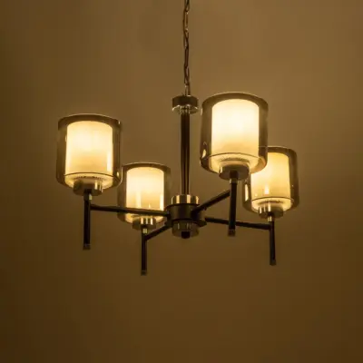LEDTM® SHORD 202-0056 Μοντέρνο Κρεμαστό Φωτιστικό Ανάρτηση Πολύφωτο 4 x E27 IP20 Μαύρο Μέταλλο με Μελί Γυαλί - Μ57 x Π57 x Υ37cm - Image 3