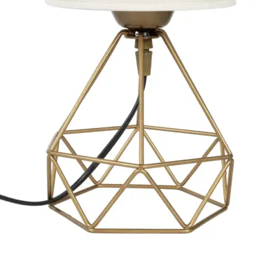 LEDTM® SHAPE 202-0058 Μοντέρνο Eπιτραπέζιο Φωτιστικό Πορτατίφ Μονόφωτο 1 x E27 IP20 Χρυσό Μέταλλο με Λευκό Ύφασμα - Μ16 x Π16 x Υ30cm - Image 8