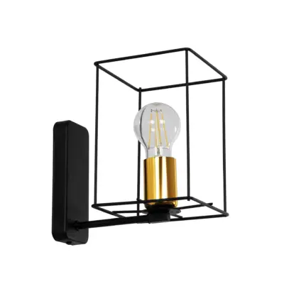 LEDTM® CYRA 203-0012 Μοντέρνο Επιτοίχιο Φωτιστικό Απλίκα Μονόφωτο 1 x E27 IP20 Μαύρο & Χρυσό Μέταλλο - Μ14 x Π21 x Υ22cm