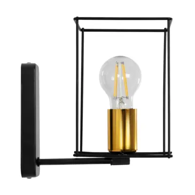 LEDTM® CYRA 203-0012 Μοντέρνο Επιτοίχιο Φωτιστικό Απλίκα Μονόφωτο 1 x E27 IP20 Μαύρο & Χρυσό Μέταλλο - Μ14 x Π21 x Υ22cm - Image 5