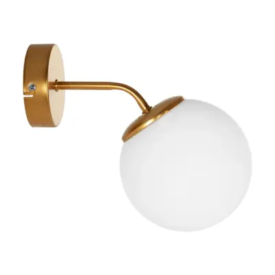 LEDTM® DALPH 203-0033 Vintage Επιτοίχιο Φωτιστικό Απλίκα Μονόφωτο 1 x E27 IP20 Χρυσό Μέταλλο με Λευκό Γυαλί - M15 x Π25 x Υ22cm - Image 5