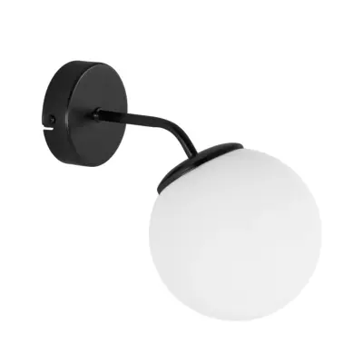 LEDTM® DALPH 203-0034 Vintage Επιτοίχιο Φωτιστικό Απλίκα Μονόφωτο 1 x E27 IP20 Μαύρο Μέταλλο με Λευκό Γυαλί - M15 x Π25 x Υ22cm