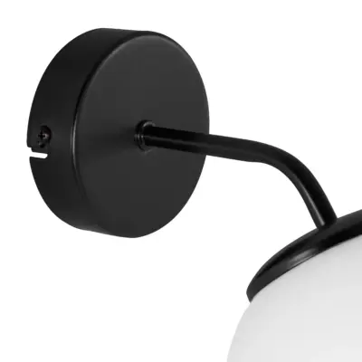 LEDTM® DALPH 203-0034 Vintage Επιτοίχιο Φωτιστικό Απλίκα Μονόφωτο 1 x E27 IP20 Μαύρο Μέταλλο με Λευκό Γυαλί - M15 x Π25 x Υ22cm - Image 7