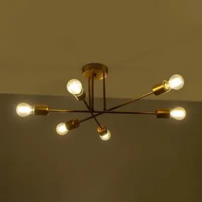 LEDTM® SPIDI 203-0114 Μοντέρνο Φωτιστικό Οροφής Πλέγμα Πολύφωτο 6 x E27 IP20 Ροζ Χρυσό Μέταλλο - Μ61 x Π61 x Υ25cm - Image 3