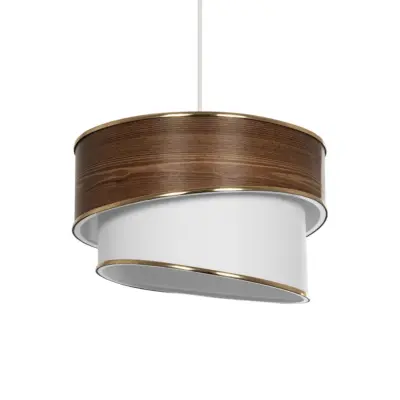 LEDTM® SONIA 203-0119 Μοντέρνο Κρεμαστό Φωτιστικό Καπέλο Μονόφωτο 1 x E27 IP20 Καφέ & Μπεζ Ύφασμα με Χρυσή Λεπτομέρεια - Μ30 x Π30 x Υ24 cm