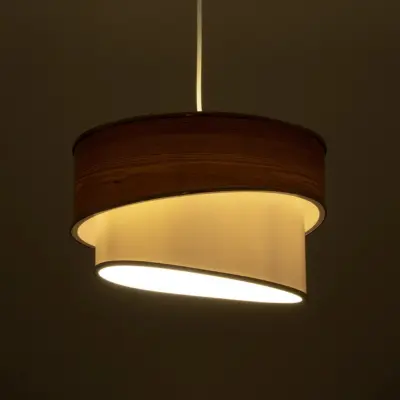 LEDTM® SONIA 203-0119 Μοντέρνο Κρεμαστό Φωτιστικό Καπέλο Μονόφωτο 1 x E27 IP20 Καφέ & Μπεζ Ύφασμα με Χρυσή Λεπτομέρεια - Μ30 x Π30 x Υ24 cm - Image 3