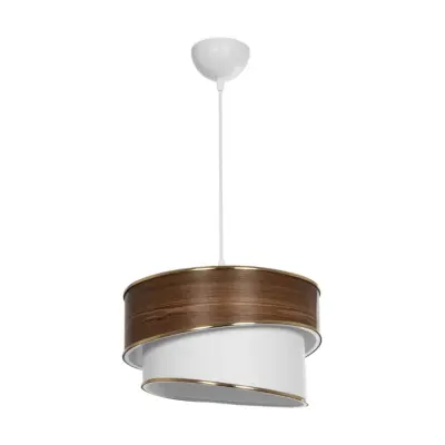 LEDTM® SONIA 203-0119 Μοντέρνο Κρεμαστό Φωτιστικό Καπέλο Μονόφωτο 1 x E27 IP20 Καφέ & Μπεζ Ύφασμα με Χρυσή Λεπτομέρεια - Μ30 x Π30 x Υ24 cm - Image 4