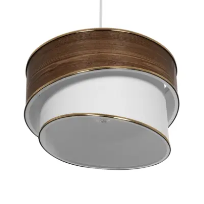 LEDTM® SONIA 203-0119 Μοντέρνο Κρεμαστό Φωτιστικό Καπέλο Μονόφωτο 1 x E27 IP20 Καφέ & Μπεζ Ύφασμα με Χρυσή Λεπτομέρεια - Μ30 x Π30 x Υ24 cm - Image 6
