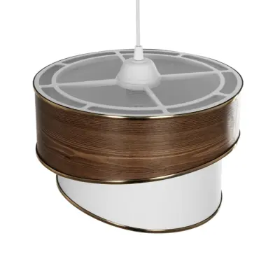 LEDTM® SONIA 203-0119 Μοντέρνο Κρεμαστό Φωτιστικό Καπέλο Μονόφωτο 1 x E27 IP20 Καφέ & Μπεζ Ύφασμα με Χρυσή Λεπτομέρεια - Μ30 x Π30 x Υ24 cm - Image 7