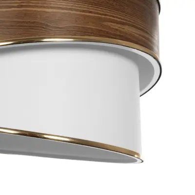 LEDTM® SONIA 203-0119 Μοντέρνο Κρεμαστό Φωτιστικό Καπέλο Μονόφωτο 1 x E27 IP20 Καφέ & Μπεζ Ύφασμα με Χρυσή Λεπτομέρεια - Μ30 x Π30 x Υ24 cm - Image 8
