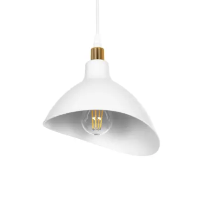 LEDTM® RIVE 203-0141 Μοντέρνο Κρεμαστό Φωτιστικό Καμπάνα Μονόφωτο 1 x E27 IP20 Λευκό & Χρυσό Πλαστικό - Μ22 x Π20 x Υ22cm