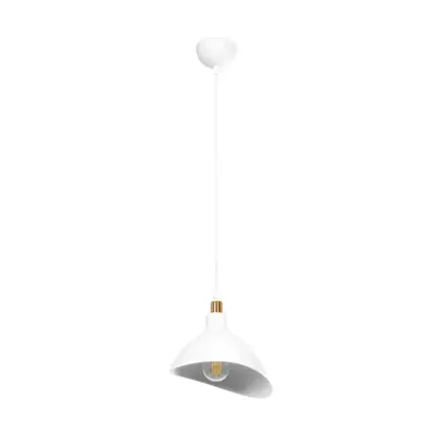 LEDTM® RIVE 203-0141 Μοντέρνο Κρεμαστό Φωτιστικό Καμπάνα Μονόφωτο 1 x E27 IP20 Λευκό & Χρυσό Πλαστικό - Μ22 x Π20 x Υ22cm - Image 4