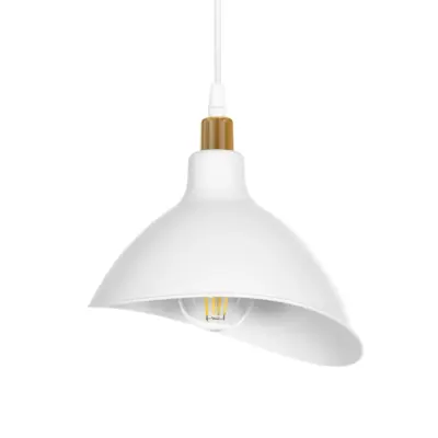 LEDTM® RIVE 203-0141 Μοντέρνο Κρεμαστό Φωτιστικό Καμπάνα Μονόφωτο 1 x E27 IP20 Λευκό & Χρυσό Πλαστικό - Μ22 x Π20 x Υ22cm - Image 5