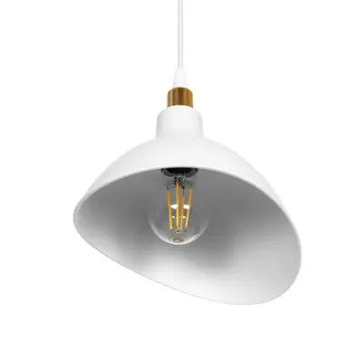 LEDTM® RIVE 203-0141 Μοντέρνο Κρεμαστό Φωτιστικό Καμπάνα Μονόφωτο 1 x E27 IP20 Λευκό & Χρυσό Πλαστικό - Μ22 x Π20 x Υ22cm - Image 6