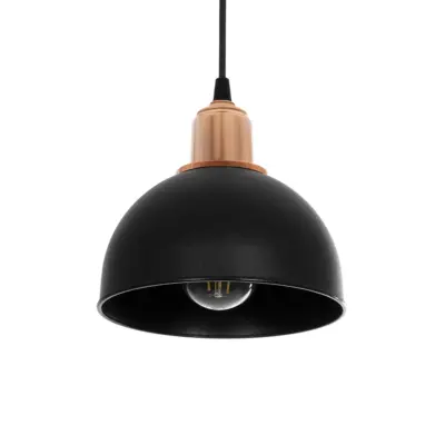 LEDTM® ΗUT 203-0145 Μοντέρνο Κρεμαστό Φωτιστικό Καμπάνα Μονόφωτο 1 x E27 IP20 Μάυρο με Χρυσό Πλαστικό - Μ18 x Π18 x Υ18cm