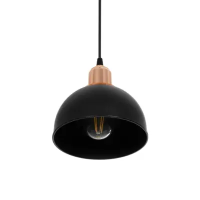 LEDTM® ΗUT 203-0145 Μοντέρνο Κρεμαστό Φωτιστικό Καμπάνα Μονόφωτο 1 x E27 IP20 Μάυρο με Χρυσό Πλαστικό - Μ18 x Π18 x Υ18cm - Image 6