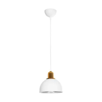 LEDTM® ΗUT 203-0147 Μοντέρνο Κρεμαστό Φωτιστικό Καμπάνα Μονόφωτο 1 x E27 IP20 Λευκό με Χρυσό Πλαστικό - Μ18 x Π18 x Υ18cm - Image 4