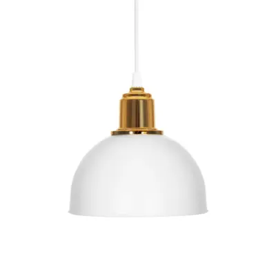 LEDTM® ΗUT 203-0147 Μοντέρνο Κρεμαστό Φωτιστικό Καμπάνα Μονόφωτο 1 x E27 IP20 Λευκό με Χρυσό Πλαστικό - Μ18 x Π18 x Υ18cm - Image 5