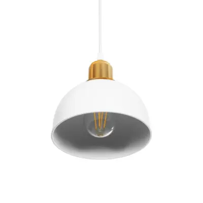 LEDTM® ΗUT 203-0147 Μοντέρνο Κρεμαστό Φωτιστικό Καμπάνα Μονόφωτο 1 x E27 IP20 Λευκό με Χρυσό Πλαστικό - Μ18 x Π18 x Υ18cm - Image 6