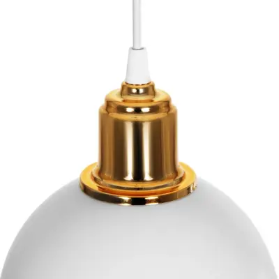LEDTM® ΗUT 203-0147 Μοντέρνο Κρεμαστό Φωτιστικό Καμπάνα Μονόφωτο 1 x E27 IP20 Λευκό με Χρυσό Πλαστικό - Μ18 x Π18 x Υ18cm - Image 8