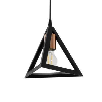 LEDTM® TRIANGLE 203-0161 Μοντέρνο Κρεμαστό Φωτιστικό Καμπάνα Μονόφωτο 1 x E27 IP20 Μάυρο με Χάλκινο Πλαστικό - Μ24 x Π24 x Υ22cm