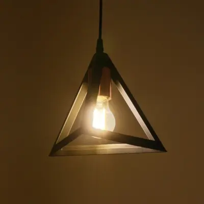 LEDTM® TRIANGLE 203-0161 Μοντέρνο Κρεμαστό Φωτιστικό Καμπάνα Μονόφωτο 1 x E27 IP20 Μάυρο με Χάλκινο Πλαστικό - Μ24 x Π24 x Υ22cm - Image 3