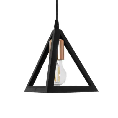 LEDTM® TRIANGLE 203-0161 Μοντέρνο Κρεμαστό Φωτιστικό Καμπάνα Μονόφωτο 1 x E27 IP20 Μάυρο με Χάλκινο Πλαστικό - Μ24 x Π24 x Υ22cm - Image 5