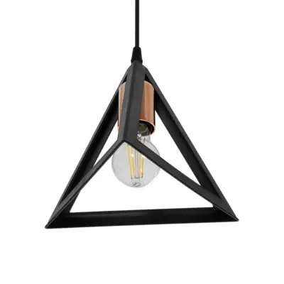 LEDTM® TRIANGLE 203-0161 Μοντέρνο Κρεμαστό Φωτιστικό Καμπάνα Μονόφωτο 1 x E27 IP20 Μάυρο με Χάλκινο Πλαστικό - Μ24 x Π24 x Υ22cm - Image 6