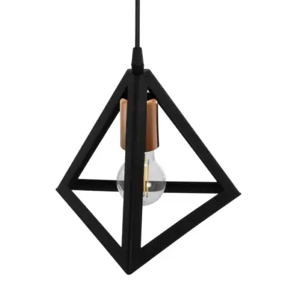 LEDTM® TRIANGLE 203-0161 Μοντέρνο Κρεμαστό Φωτιστικό Καμπάνα Μονόφωτο 1 x E27 IP20 Μάυρο με Χάλκινο Πλαστικό - Μ24 x Π24 x Υ22cm - Image 7