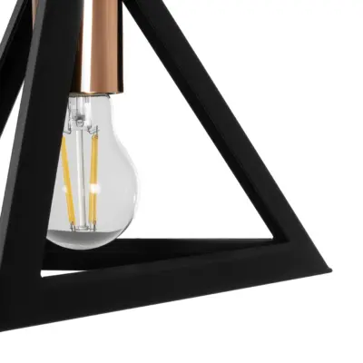 LEDTM® TRIANGLE 203-0161 Μοντέρνο Κρεμαστό Φωτιστικό Καμπάνα Μονόφωτο 1 x E27 IP20 Μάυρο με Χάλκινο Πλαστικό - Μ24 x Π24 x Υ22cm - Image 8