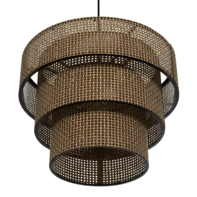 LEDTM® LEVEL 203-0171 Μοντέρνο Κρεμαστό Φωτιστικό Καπέλο Μονόφωτο 1 x E27 IP20 Καφέ Διάτρητο Ύφασμα - Μ38 x Π38 x Υ30cm - Image 6