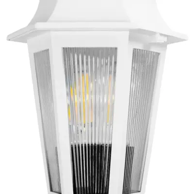 LEDTM® VITRO 203-0203 Vintage Καρφωτό Φωτιστικό Φαναράκι Μονόφωτο 1 x E27 IP44 Λευκό & Διάφανο Πλαστικό - Μ17 x Π17 x Υ55cm - Image 6