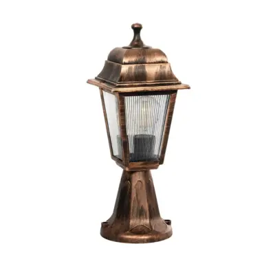 LEDTM® SOLME 203-0215 Vintage Επιδαπέδιο Φωτιστικό Φαναράκι Μονόφωτο 1 x E27 IP44 Χάλκινο & Διάφανο Πλαστικό - Μ22 x Π22 x Υ40cm