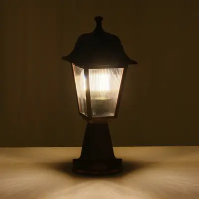 LEDTM® SOLME 203-0215 Vintage Επιδαπέδιο Φωτιστικό Φαναράκι Μονόφωτο 1 x E27 IP44 Χάλκινο & Διάφανο Πλαστικό - Μ22 x Π22 x Υ40cm - Image 3