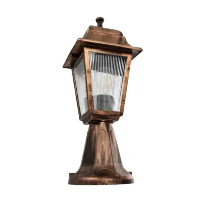 LEDTM® SOLME 203-0215 Vintage Επιδαπέδιο Φωτιστικό Φαναράκι Μονόφωτο 1 x E27 IP44 Χάλκινο & Διάφανο Πλαστικό - Μ22 x Π22 x Υ40cm - Image 5