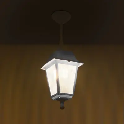 LEDTM® SOLME 203-0219 Vintage Κρεμαστό Φωτιστικό Φαναράκι Μονόφωτο 1 x E27 IP44 Λευκό Πλαστικό Σώμα - Μ15 x Π15 x Υ27cm - Image 3