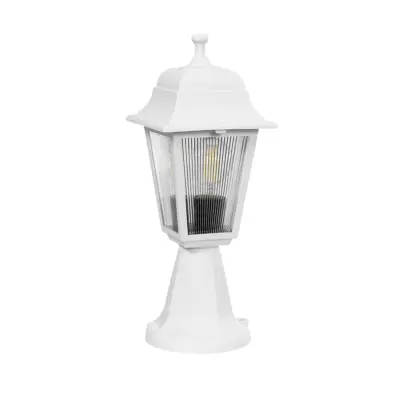 LEDTM® SOLME 203-0220 Vintage Επιδαπέδιο Φωτιστικό Φαναράκι Μονόφωτο 1 x E27 IP44 Λευκό & Διάφανο Πλαστικό - Μ22 x Π22 x Υ40cm