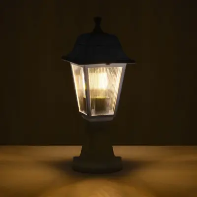 LEDTM® SOLME 203-0220 Vintage Επιδαπέδιο Φωτιστικό Φαναράκι Μονόφωτο 1 x E27 IP44 Λευκό & Διάφανο Πλαστικό - Μ22 x Π22 x Υ40cm - Image 3
