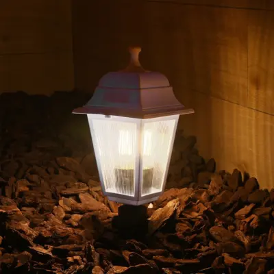 LEDTM® SOLME 203-0223 Vintage Καρφωτό Φωτιστικό Φαναράκι Μονόφωτο 1 x E27 IP44 Λευκό & Διάφανο Πλαστικό - Μ22 x Π22 x Υ35cm - Image 3