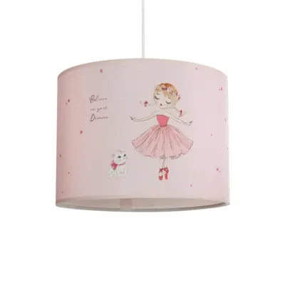 LEDTM® BALLERINA 204-0015 Παιδικό Κρεμαστό Φωτιστικό Φιγούρα Μονόφωτο 1 x E27 IP20 Ροζ Ύφασμα - Μ28 x Π28 x Υ24cm