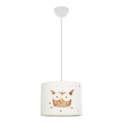 LEDTM® OWL 204-0017 Παιδικό Κρεμαστό Φωτιστικό Φιγούρα Μονόφωτο 1 x E27 IP20 Λευκό Ύφασμα - Μ28 x Π28 x Υ24cm - Image 4