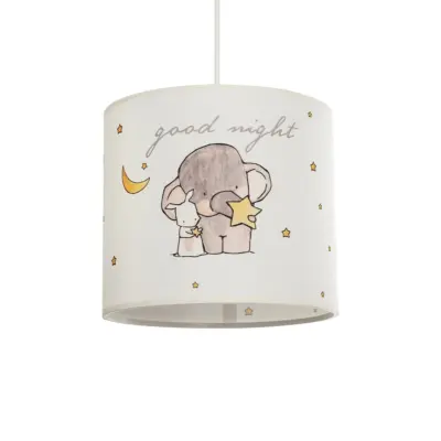 LEDTM® ELEPHANT 204-0020 Παιδικό Κρεμαστό Φωτιστικό Φιγούρα Μονόφωτο 1 x E27 IP20 Λευκό Ύφασμα - Μ24 x Π24 x Υ23cm