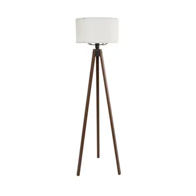 LEDTM® SAGA 204-0031 Μοντέρνο Eπιδαπέδιο Φωτιστικό Μονόφωτο 1 x E27 IP20 Καφέ Ξύλο με Μπεζ Ύφασμα - Μ38 x Π38 x Υ140cm - Image 3